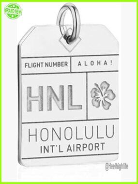 Sterling Silver Honolulu Luggage Tag Charm Bracelet Travel Jewelry